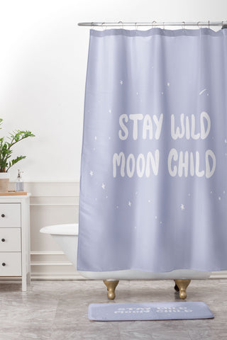 The Optimist Stay Wild Moon Child Quote Shower Curtain And Mat