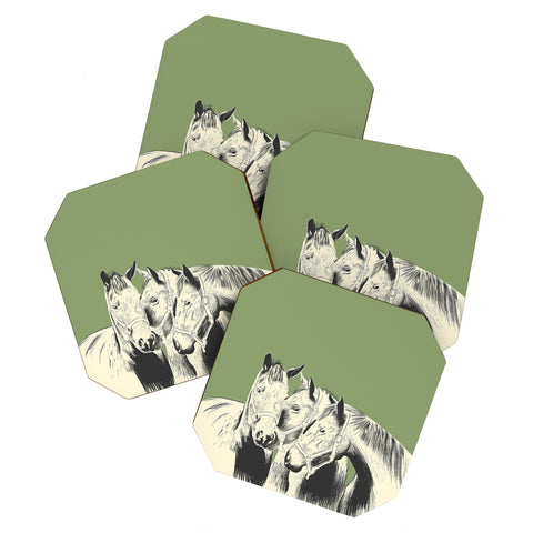 The Red Wolf Horses Coaster Set