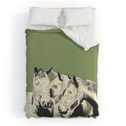 The Red Wolf Horses Duvet Cover