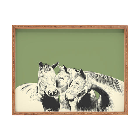 The Red Wolf Horses Rectangular Tray