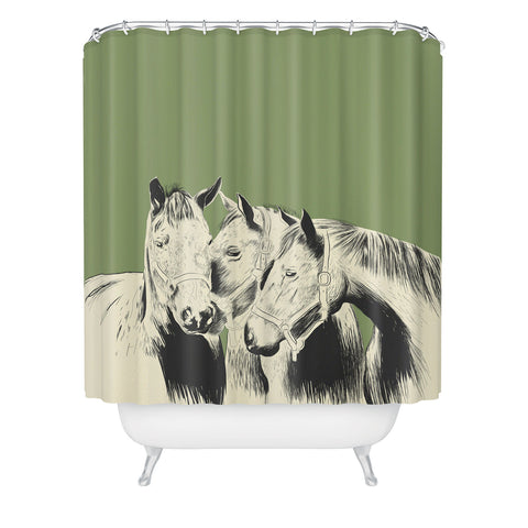 The Red Wolf Horses Shower Curtain