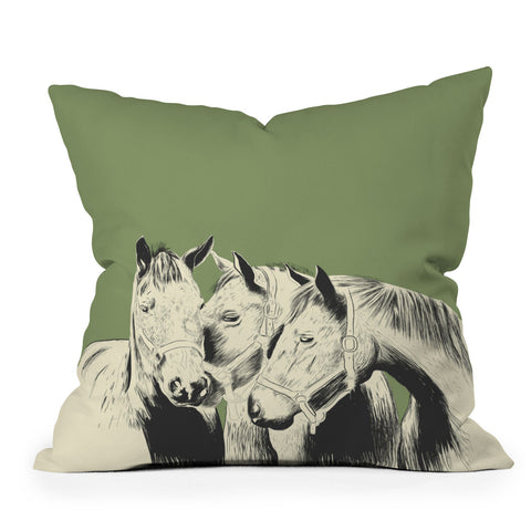 The Red Wolf Horses Throw Pillow