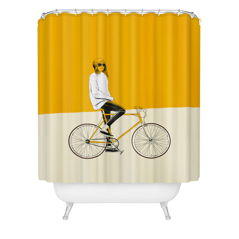 The Red Wolf The Yellow Bike Shower Curtain