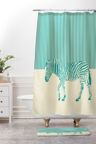 The Red Wolf The Zebra Shower Curtain And Mat