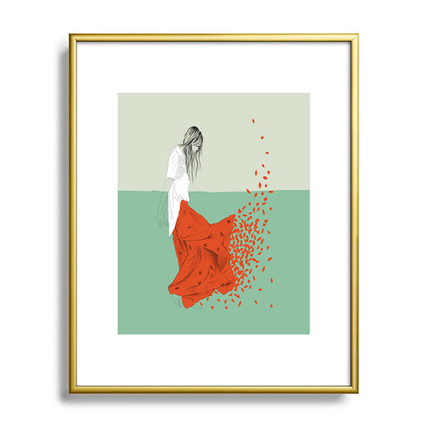 The Red Wolf Woman Color 9 Metal Framed Art Print