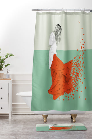 The Red Wolf Woman Color 9 Shower Curtain And Mat