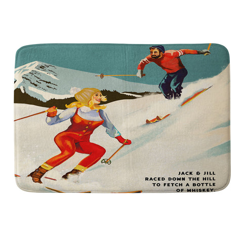 The Whiskey Ginger Apres Retro Pinup Ski Art Memory Foam Bath Mat
