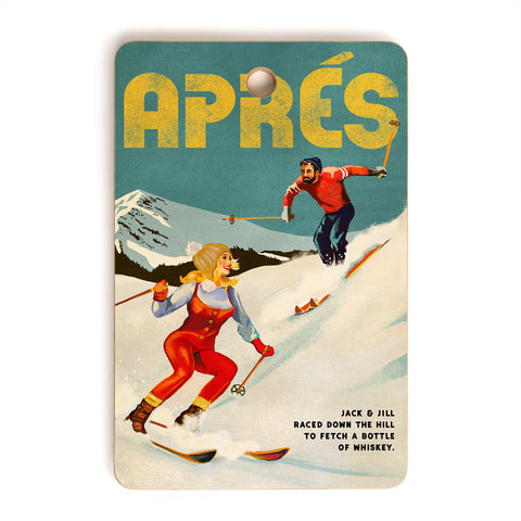 The Whiskey Ginger Apres Retro Pinup Ski Art Cutting Board Rectangle