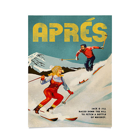 The Whiskey Ginger Apres Retro Pinup Ski Art Poster