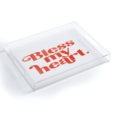 The Whiskey Ginger Bless My Heart Funny Cute Red Acrylic Tray