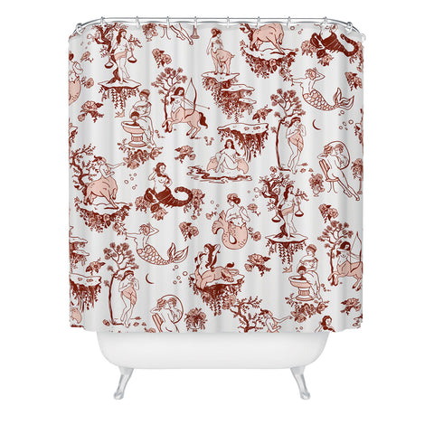 The Whiskey Ginger Classic Ruby Pink Zodiac Shower Curtain