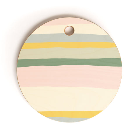 The Whiskey Ginger Colorful Fun Striped Children Cutting Board Round