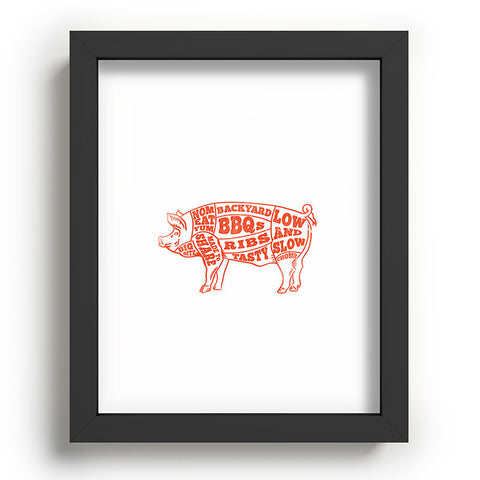 The Whiskey Ginger Cute Backyard BBQ Pig Recessed Framing Rectangle