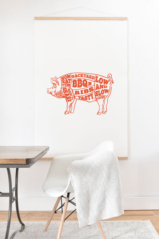 The Whiskey Ginger Cute Backyard BBQ Pig Art Print And Hanger