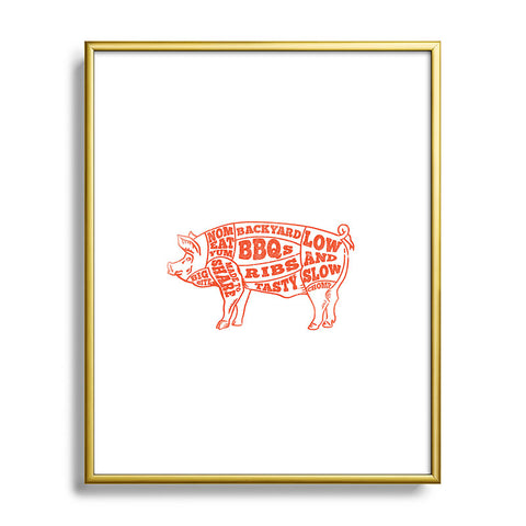 The Whiskey Ginger Cute Backyard BBQ Pig Metal Framed Art Print