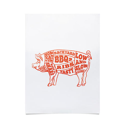 The Whiskey Ginger Cute Backyard BBQ Pig Poster