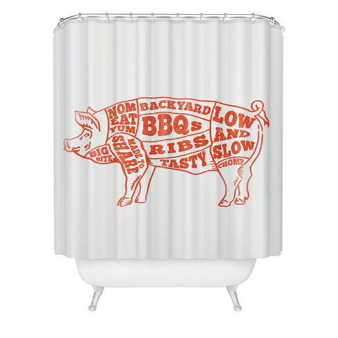 The Whiskey Ginger Cute Backyard BBQ Pig Shower Curtain