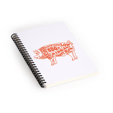 The Whiskey Ginger Cute Backyard BBQ Pig Spiral Notebook