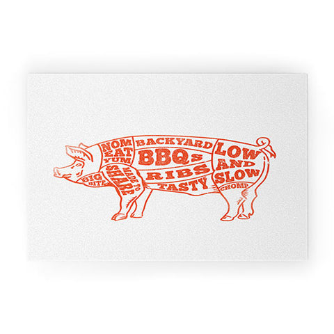 The Whiskey Ginger Cute Backyard BBQ Pig Welcome Mat