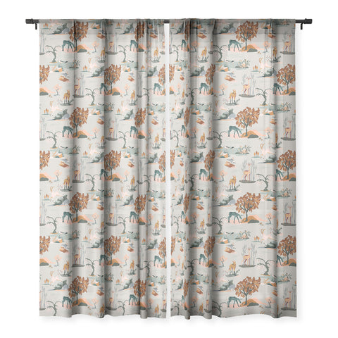 The Whiskey Ginger Cute Playful Animal Pattern I Sheer Window Curtain