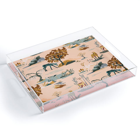 The Whiskey Ginger Cute Playful Animal Pattern Acrylic Tray