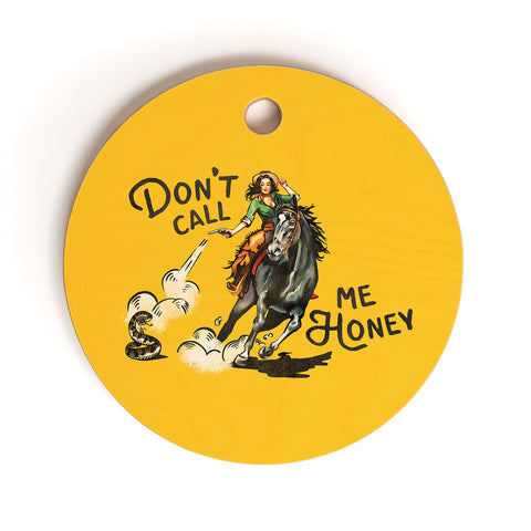 The Whiskey Ginger Dont Call Me Honey Retro Yellow Cutting Board Round