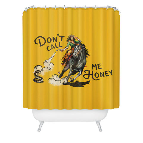 The Whiskey Ginger Dont Call Me Honey Retro Yellow Shower Curtain