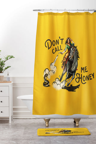 The Whiskey Ginger Dont Call Me Honey Retro Yellow Shower Curtain And Mat