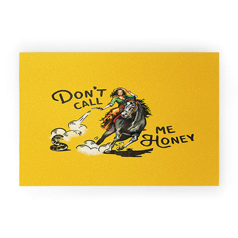 The Whiskey Ginger Dont Call Me Honey Retro Yellow Welcome Mat