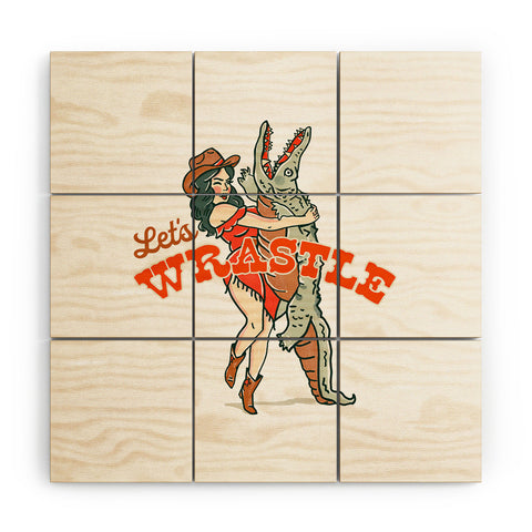 The Whiskey Ginger Lets Wrastle Wood Wall Mural