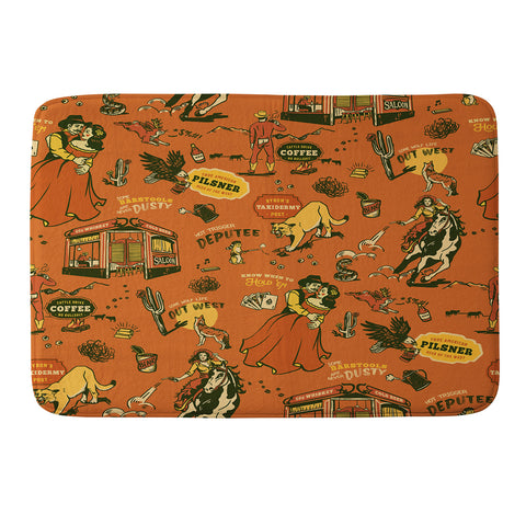 The Whiskey Ginger Old West Inspired Vintage Pattern Memory Foam Bath Mat