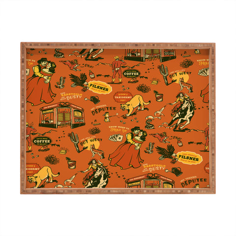 The Whiskey Ginger Old West Inspired Vintage Pattern Rectangular Tray