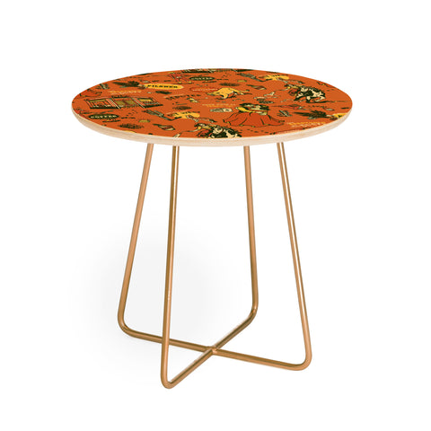 The Whiskey Ginger Old West Inspired Vintage Pattern Round Side Table