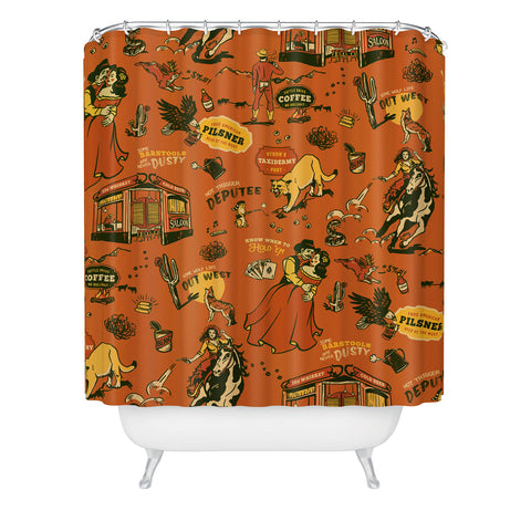The Whiskey Ginger Old West Inspired Vintage Pattern Shower Curtain