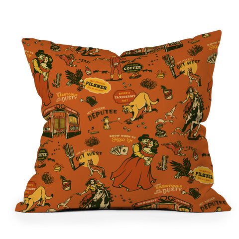 The Whiskey Ginger Old West Inspired Vintage Pattern Throw Pillow