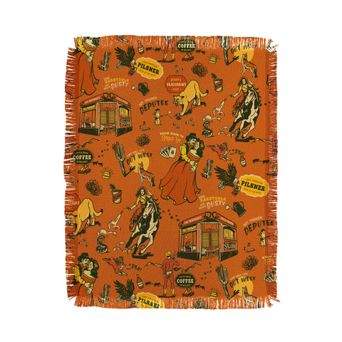 The Whiskey Ginger Old West Inspired Vintage Pattern Throw Blanket
