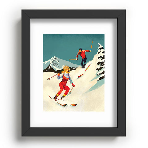 The Whiskey Ginger Retro Skiing Couple Recessed Framing Rectangle