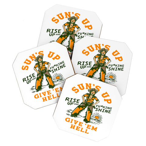 The Whiskey Ginger Suns Up Give Em Hell Rise Up Coaster Set