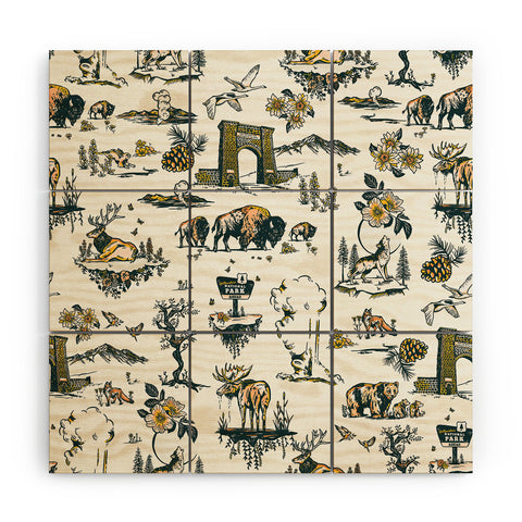 The Whiskey Ginger Yellowstone National Park Travel Pattern Wood Wall Mural