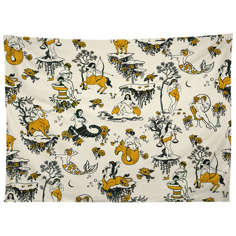 The Whiskey Ginger Zodiac Toile Pattern With Cream Tapestry