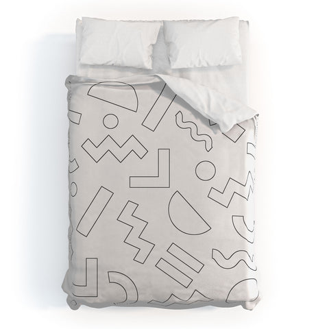Three Of The Possessed Block Party Outline Duvet Cover