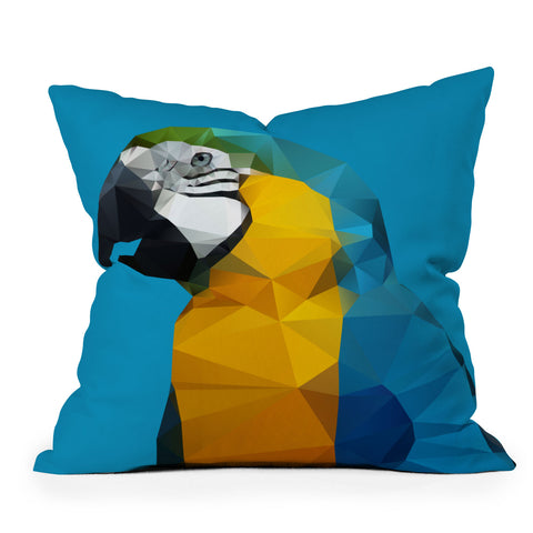 Three Of The Possessed Parrot Blue Throw Pillow