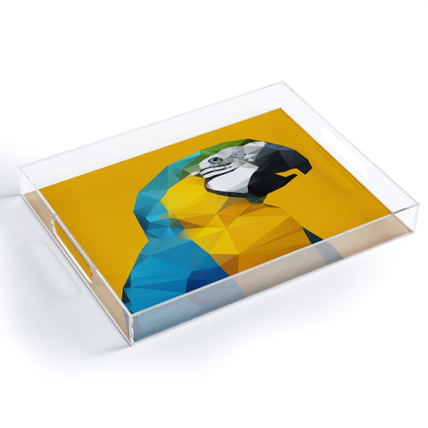 Three Of The Possessed Parrot Tropical Yellow Acrylic Tray
