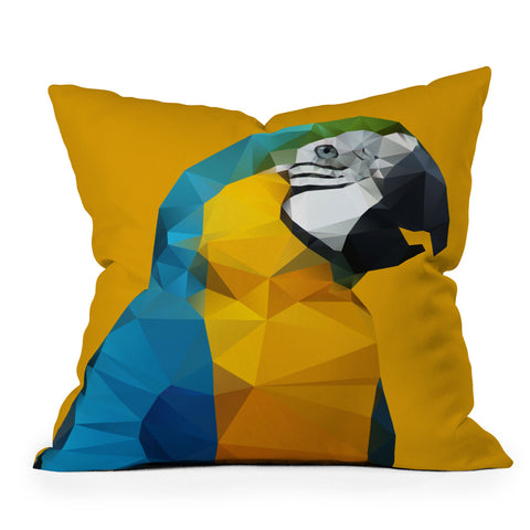 Three Of The Possessed Parrot Tropical Yellow Throw Pillow