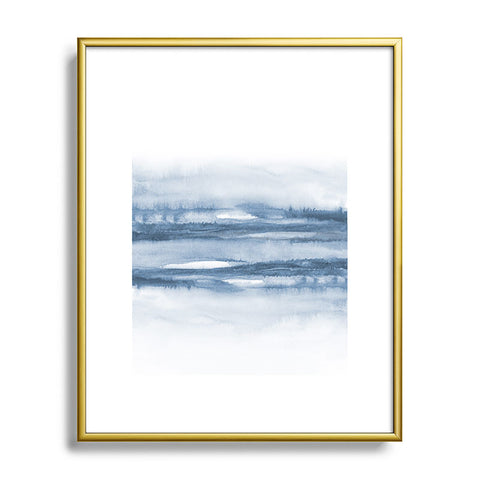 TMSbyNight Indigo Clouds Blue Abstract Metal Framed Art Print