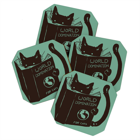 Tobe Fonseca World Domination for Cats Green Coaster Set