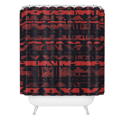 Triangle Footprint Lindiv1 Red Shower Curtain