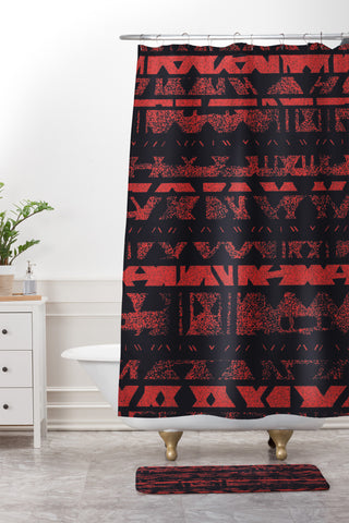 Triangle Footprint Lindiv1 Red Shower Curtain And Mat