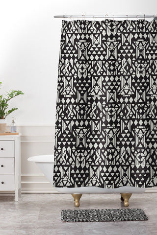 Triangle Footprint twotridiv1big Shower Curtain And Mat