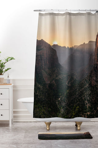 TristanVision Sunkissed Canyon Zion National Park Shower Curtain And Mat